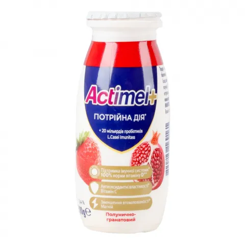 Продукт кисломол. Актімель 100 г полунично-гранатовий