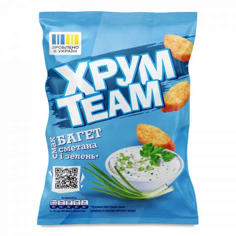 Сухарі ХрумTeam Багет 55 г зі смак. сметани та зелені