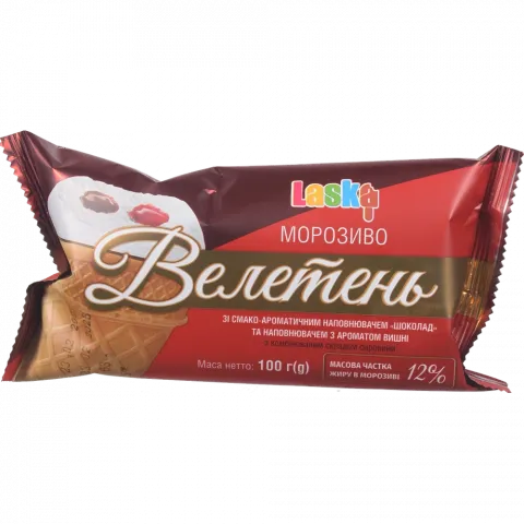 Морозиво Ласка 100 г ваф. стак. Велетень шок.-вишня