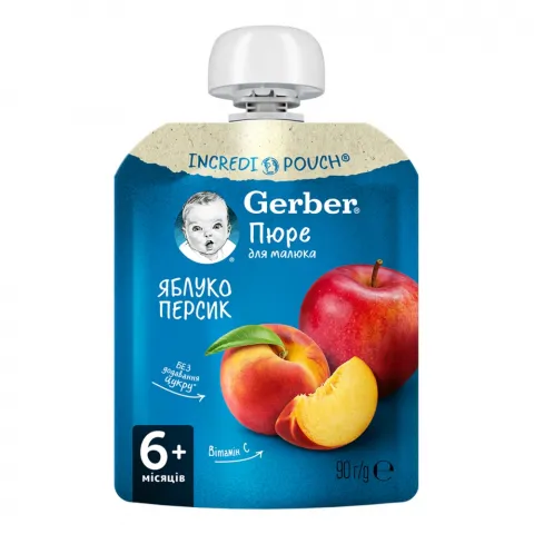 Пюре Gerber 90 г д/пак. яблуко, персик