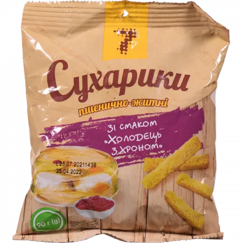 Сухарі 7` пшенично-житні 90 г зі смаком холодцю з хріном`