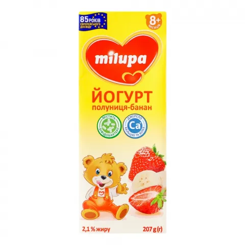 Біфідойогурт Мілупа 2,2 207 г Полуниця-банан