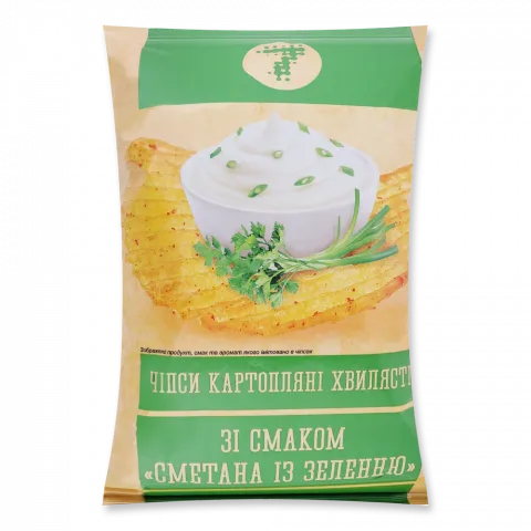 Чипси 7`110 г хвилястізі смакомсметани та зелені`