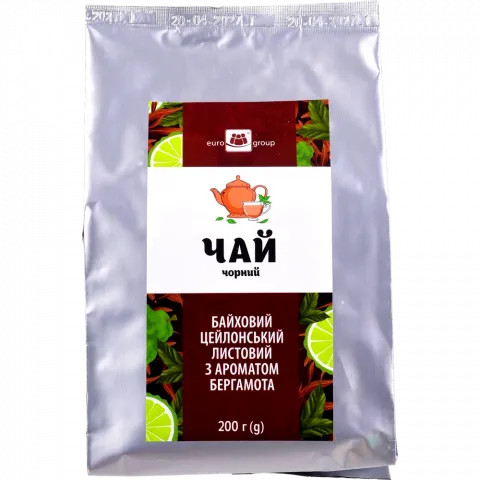 Чай Єврогруп 200 г чорн. з ароматом бергамота