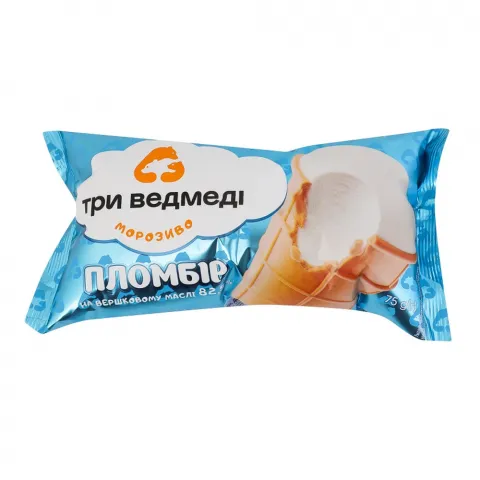 Морозиво Три Ведмеді 75 г  ваф. ст. пломбір