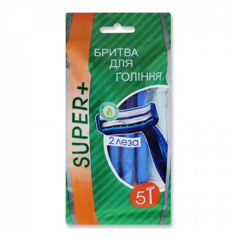 Станок д/гоління SUPER+ 5 шт. одноразовий зі змащувальною смужкою