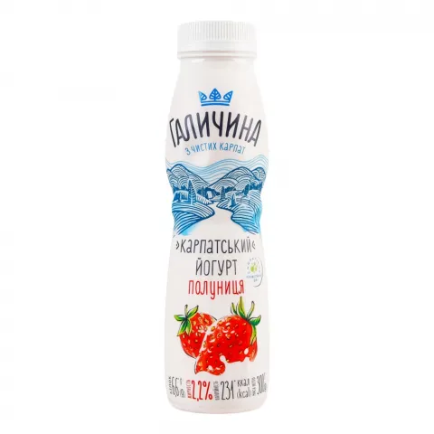 Йогурт Галичина 2,2/2,5 300 г бут. Карпатський Полуниця