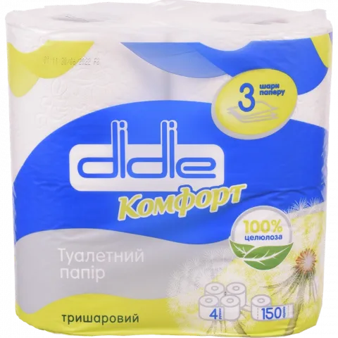 Туал. папір Didie 4 шт. Комфорт Білий 3-х шар.