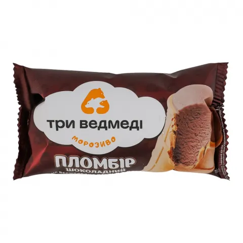 Морозиво Три Ведмеді 75 г ваф. ст. пломбір шоколадний