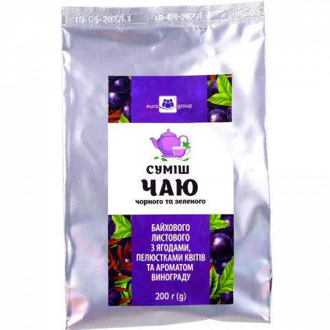 Чай Єврогруп 200 г з ягод., пелюст. квітів та аром. винограду