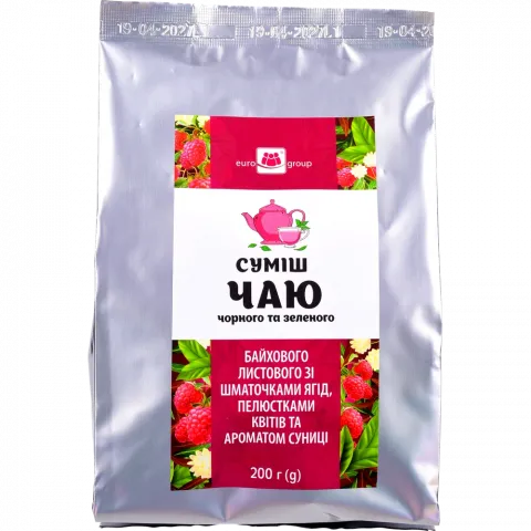 Чай Єврогруп 200 г зі шмат. ягід, пелюст. квітів та аром. суниці