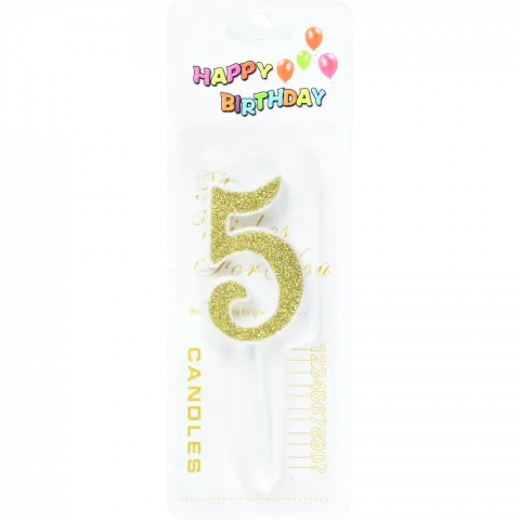 Свічка для торту Цифра 5`, з глітером арт. 6961-13 И599`