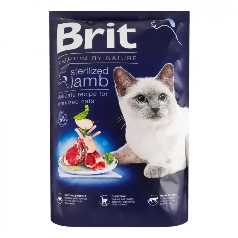 Корм д/котів стериліз. Brit Premium by Nature 1,5 кг з ягням