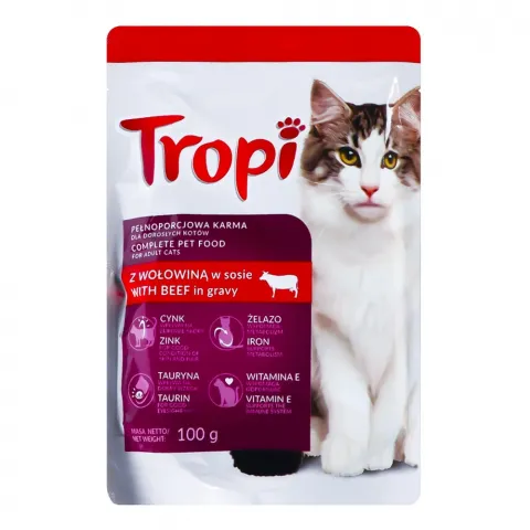 Корм д/котів TROPI 100 г пак. з яловичиною (Польща)И782