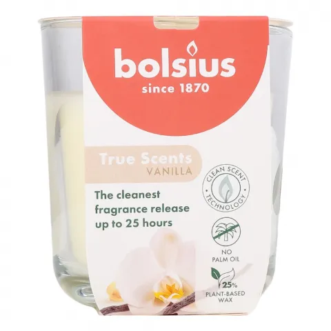 Свіча Bolsius в скл. аром 80/73 True scents ваніль 25 год., арт. 101924930375