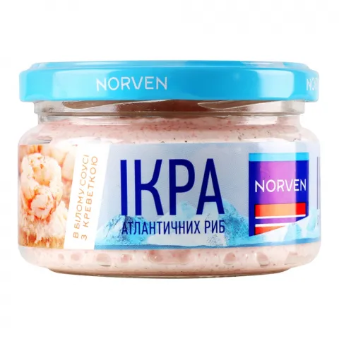 Ікра атлантичних риб Norven 160 г в білому соусі з креветкою