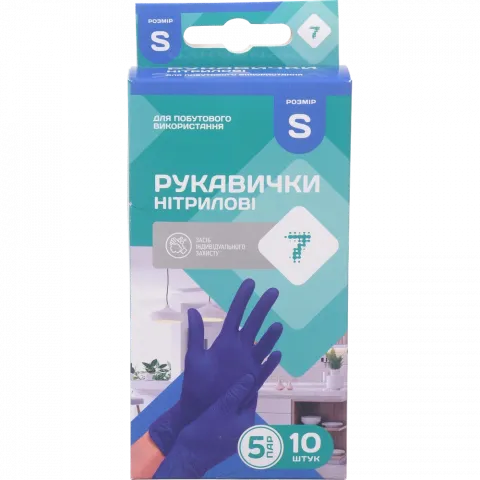 Рукавички нітрилові 7 10 шт. р. S
