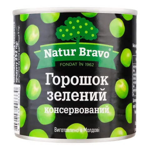 Конс Горошок Natur Bravo 425 мл з/б зелений (Молдова)