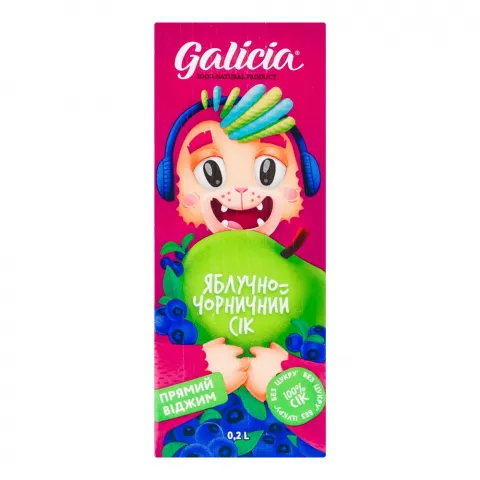 Сік Galicia 0,2 л т/п Яблучно-чорничний неосвітлений