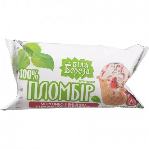 Морозиво Біла Береза 90 г ваф. стак. Вишня