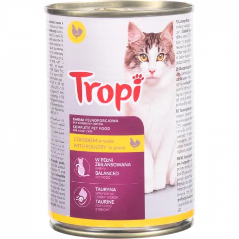 Корм д/котів Tropi 415 г з/б з птицею (Польща) И662