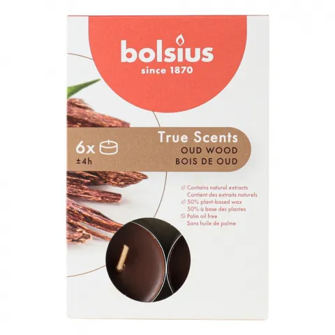 Свічки-таблетки Bolsius 4 год. 6 шт. True Scents Агарове дерево, арт. 101926941570