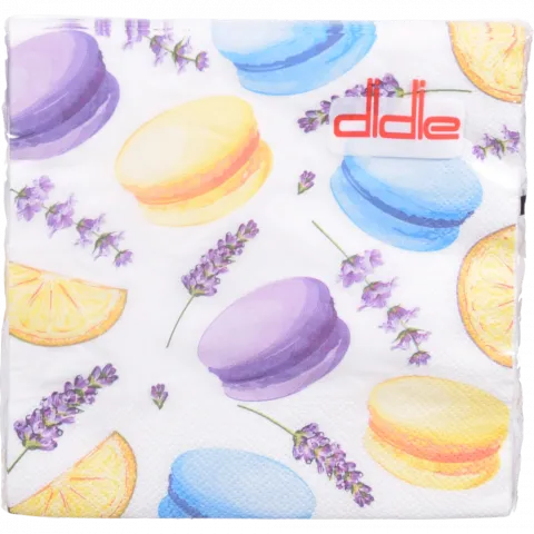 Серветки Didie 18 шт. 3333 3-х шар Лаванда і макаронс