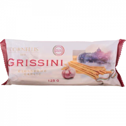 Палички хлібні КОРНЕЛЛІС Гріссіні з часником 125 г (Литва)