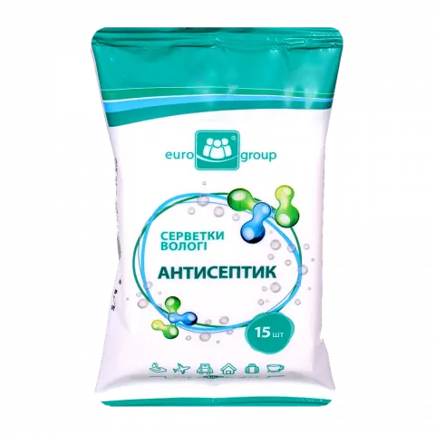 Серветки вологі Єврогруп 15 шт. Антисептик