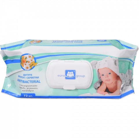 Серветки вологі Єврогруп дит. упак. 72 шт. Antibacterial