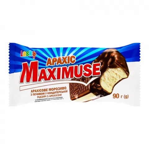 Морозиво Ласка 90 г брикет Максимус арахіс. з печ в конд. гл. з арах.