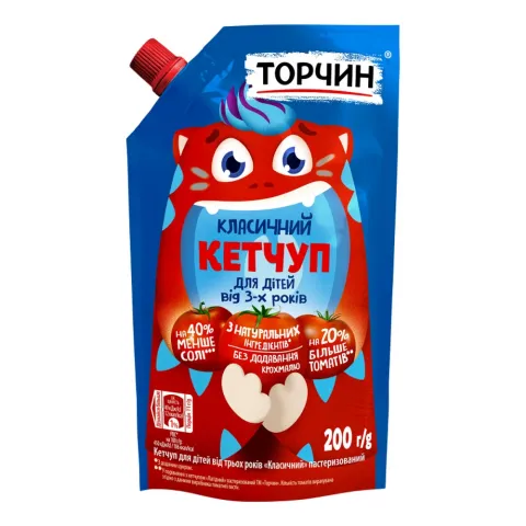 Кетчуп Торчин д/дітей 200 г д/пак від трьох років Класичний