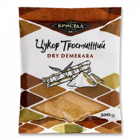 Цукор Кристал 300 г тростинний пак.