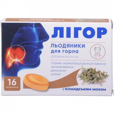 Льодяники Лігор 16 шт. з ісландським мохом