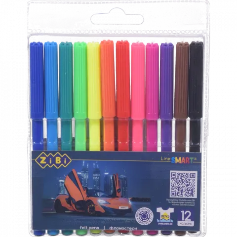 Фломастери Zibi 12 кол.Машинка Smart Line ZB.2811