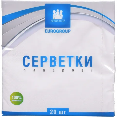 Серветки Єврогруп 18/20 шт. 3333 білі 778