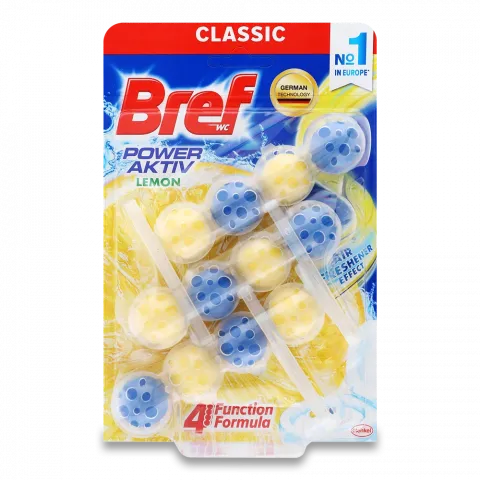 Освіж. д/унітазу Bref 3х50 г Актив Лимон Тріопак