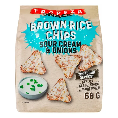 Чіпси Трапеза 60 г рисові зі смаком цибулі зі сметаною