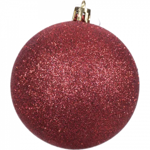 Прикраса ЛХ куля пласт. 8 см червона глиттер JNP002 И827