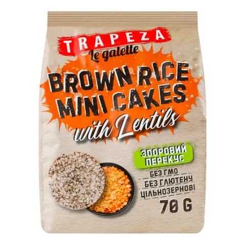 Міні-галети Трапеза 70 г рисові з сочевицею