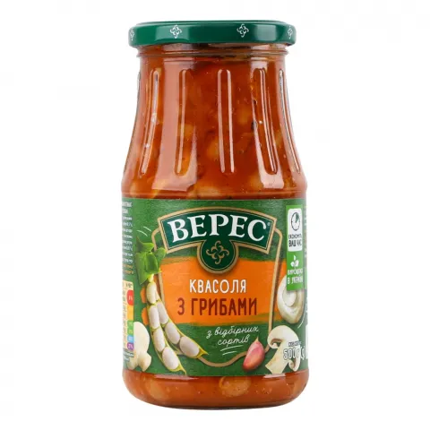 Конс Квасоля Верес 460/500 г скл. з грибами