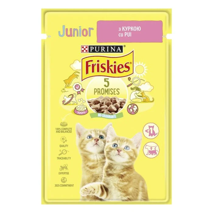 Корм для котят с курицей в подливке Junior Friskies, 85 г