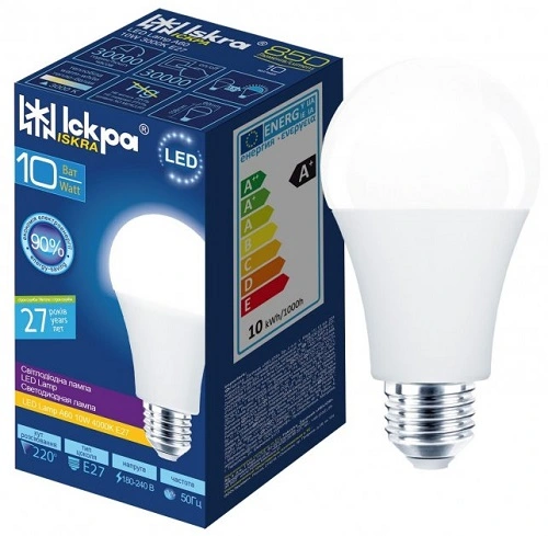 Светодиодная лампа Led A60 10W 4000K E27 Искра, 1 шт/уп.