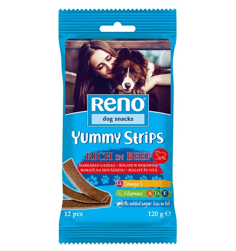 Лакомства для собак с говядиной Yummy Strips Reno, 120 г