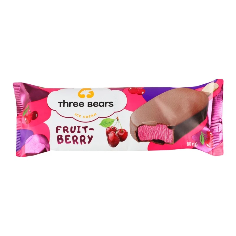 Мороженое 0% плодово-ягодное &quot;Вишня&quot; глазур палочка Fruit Berry Три Медведя, 80 г