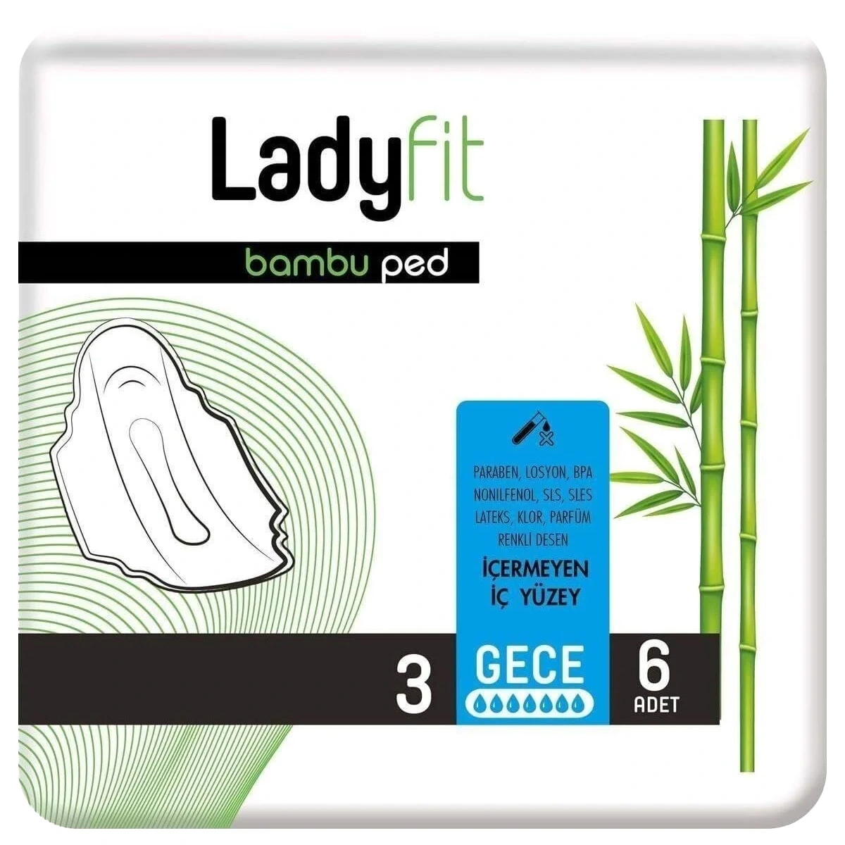 Прокладки гигиенические Cotton Night 3 7капель Ladyfit, 6 шт/уп.