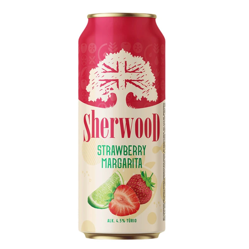 Напиток на основе пива газированный Клубничная маргарита ж/б Sherwood, 0.5 л