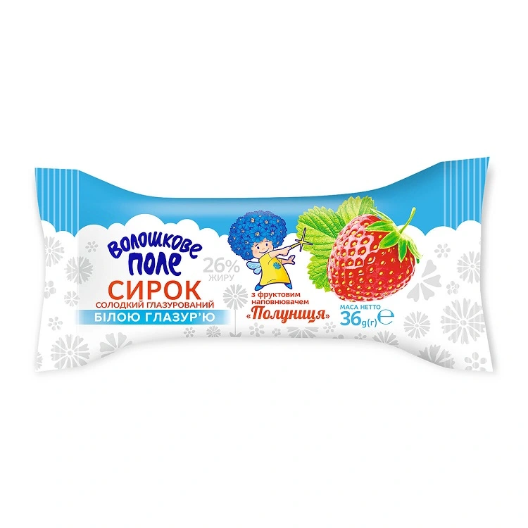 Сырок глазированный 26% в белой глазури Клубника Волошкове Поле, 36 гP