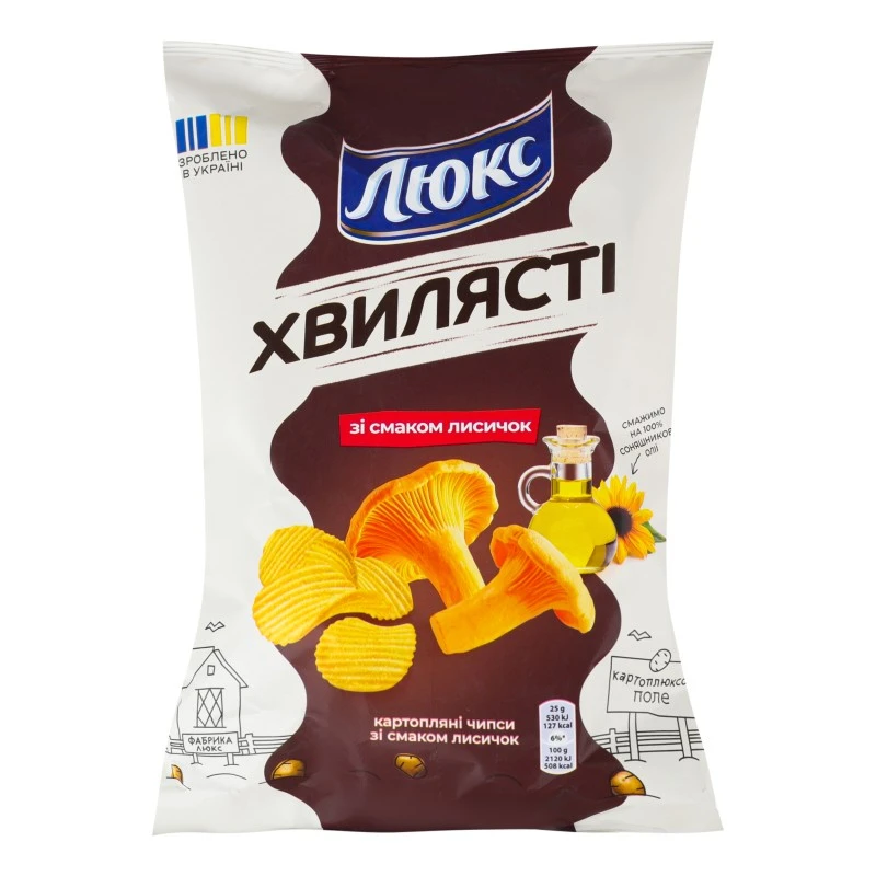 Чипсы картофельные со вкусом лисичек Волнистые Люкс м/у 125г