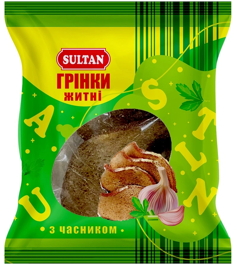 Гренки ржаные со вкусом чеснока Sultan, 80 г